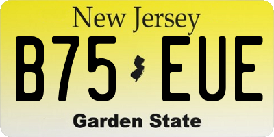 NJ license plate B75EUE