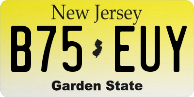 NJ license plate B75EUY