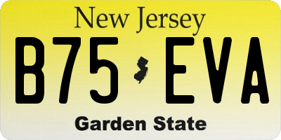 NJ license plate B75EVA