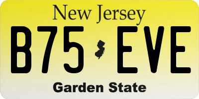 NJ license plate B75EVE