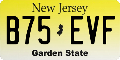 NJ license plate B75EVF