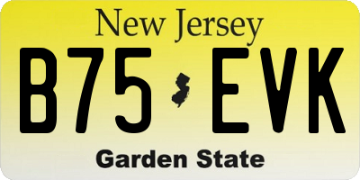 NJ license plate B75EVK