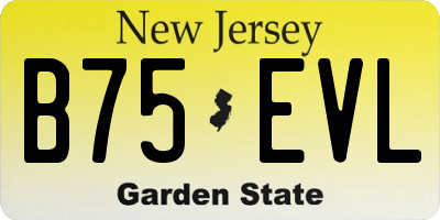 NJ license plate B75EVL