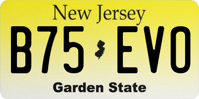 NJ license plate B75EVO