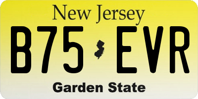 NJ license plate B75EVR
