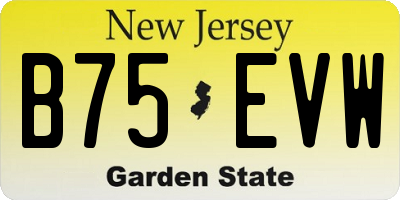 NJ license plate B75EVW