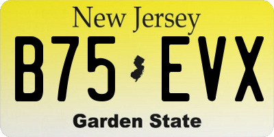 NJ license plate B75EVX