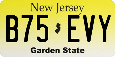 NJ license plate B75EVY