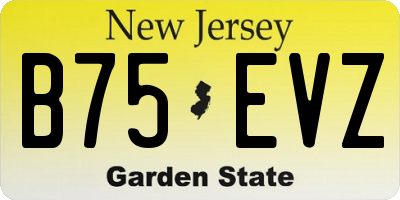NJ license plate B75EVZ