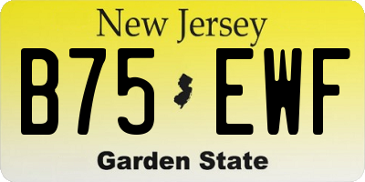 NJ license plate B75EWF