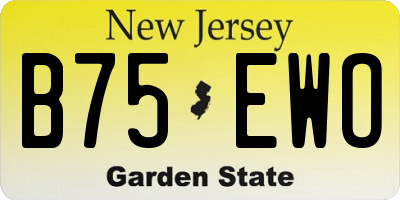 NJ license plate B75EWO