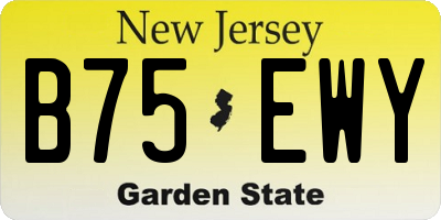 NJ license plate B75EWY