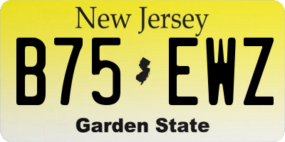 NJ license plate B75EWZ