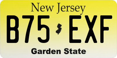 NJ license plate B75EXF