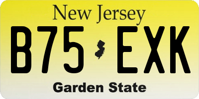 NJ license plate B75EXK