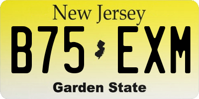 NJ license plate B75EXM