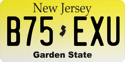 NJ license plate B75EXU