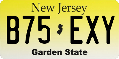 NJ license plate B75EXY