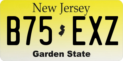 NJ license plate B75EXZ
