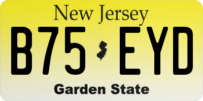 NJ license plate B75EYD
