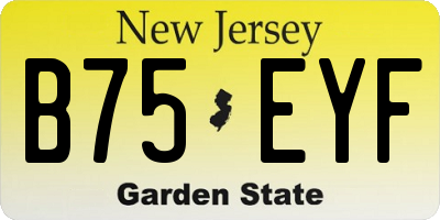 NJ license plate B75EYF