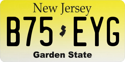 NJ license plate B75EYG