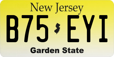 NJ license plate B75EYI