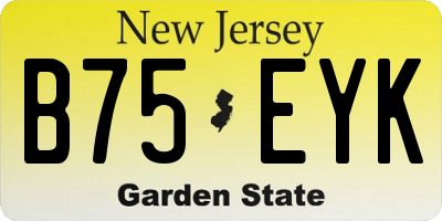 NJ license plate B75EYK