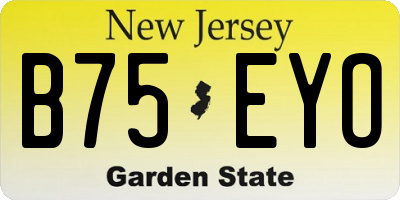 NJ license plate B75EYO