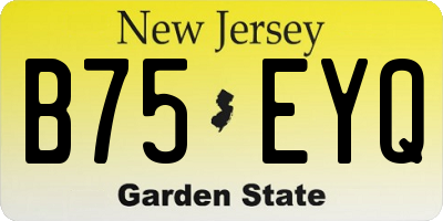 NJ license plate B75EYQ