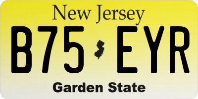 NJ license plate B75EYR