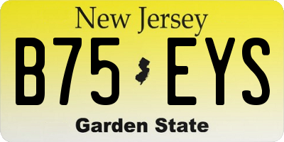 NJ license plate B75EYS