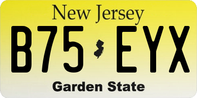 NJ license plate B75EYX