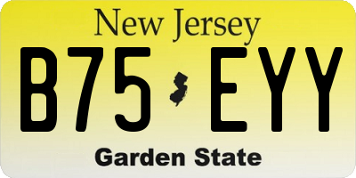 NJ license plate B75EYY