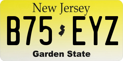 NJ license plate B75EYZ