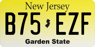 NJ license plate B75EZF