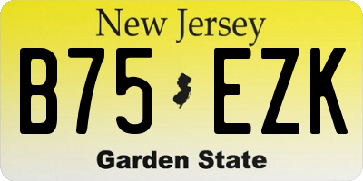 NJ license plate B75EZK