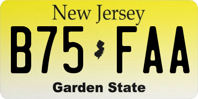 NJ license plate B75FAA