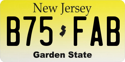 NJ license plate B75FAB
