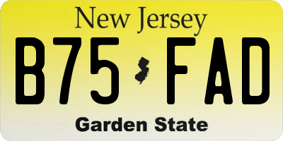NJ license plate B75FAD