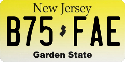 NJ license plate B75FAE