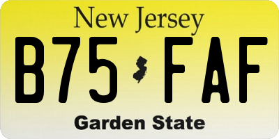 NJ license plate B75FAF