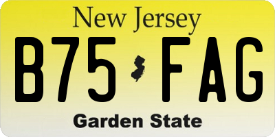 NJ license plate B75FAG