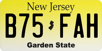 NJ license plate B75FAH