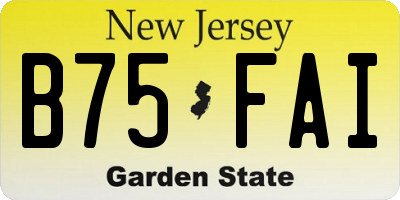 NJ license plate B75FAI