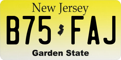 NJ license plate B75FAJ