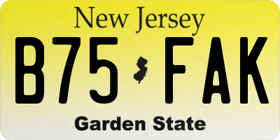 NJ license plate B75FAK