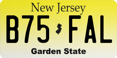 NJ license plate B75FAL