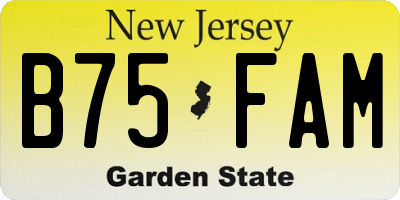 NJ license plate B75FAM