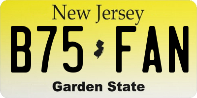 NJ license plate B75FAN